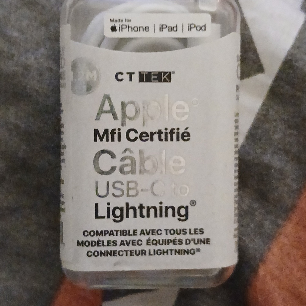 CT TEK 4 FT White MFi Certified Lightning Cable